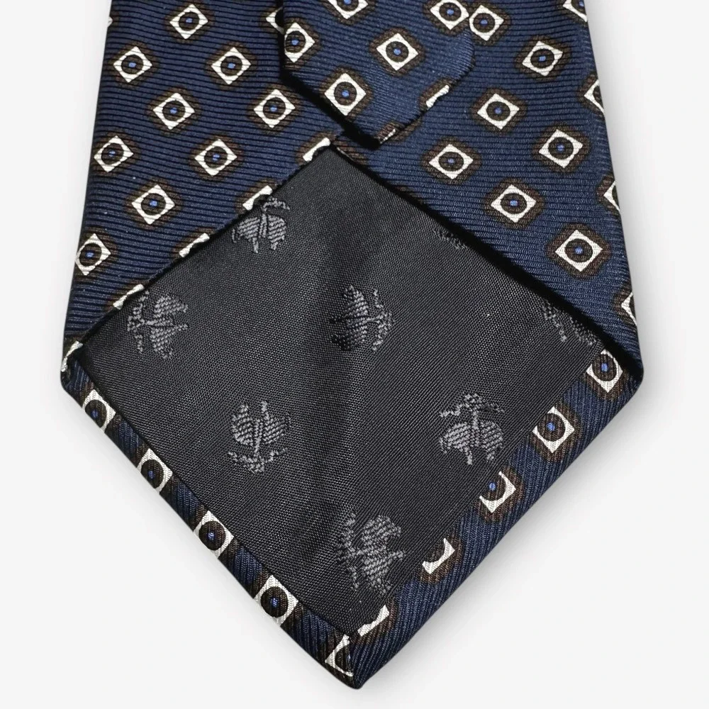 Brooks Brothers Mens Silk Tie Navy Blue Diamond Pattern Made‎ in USA